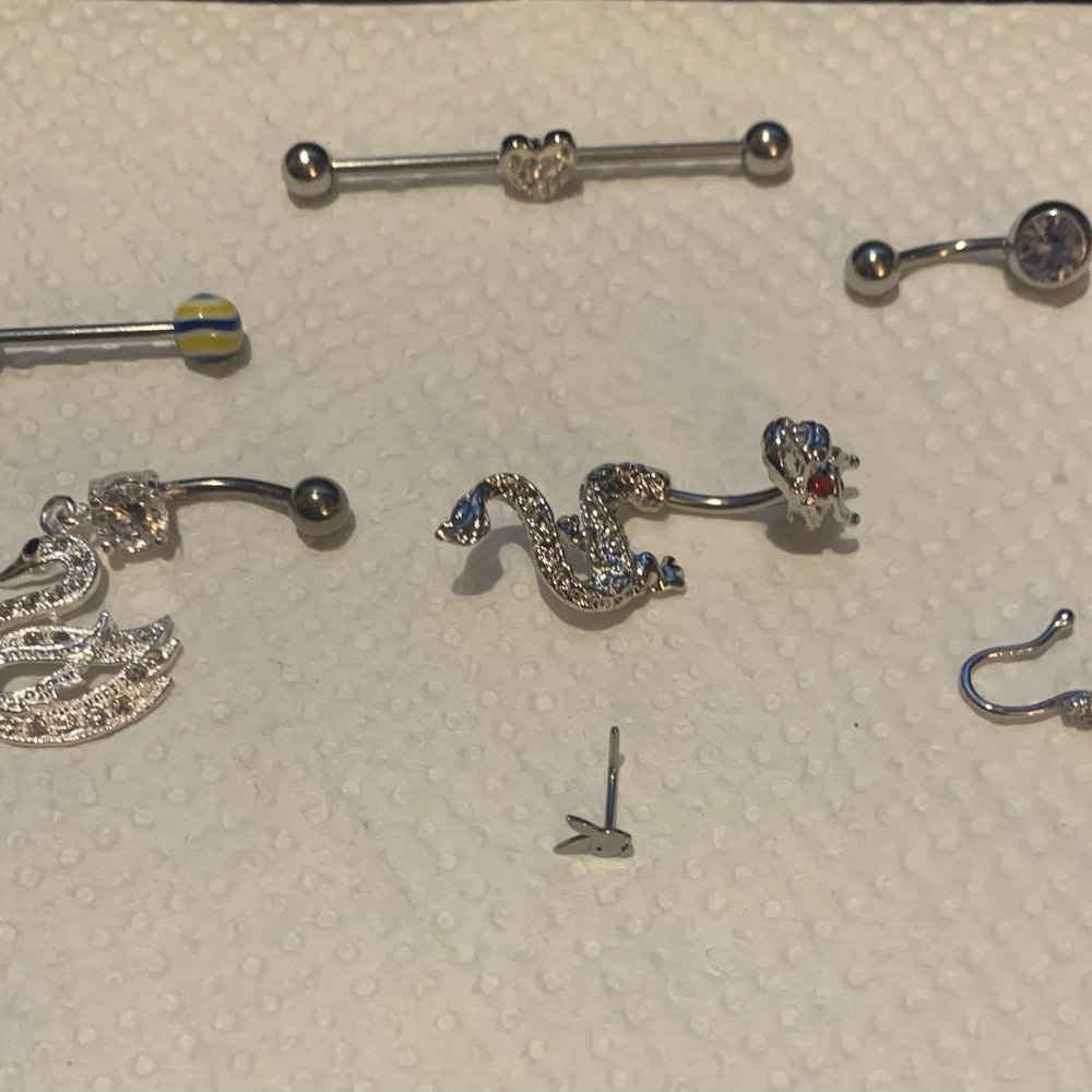 Assorted Surgical Steel Body Jewlery Lot 7 Piece Lot All New Un-Used Stock